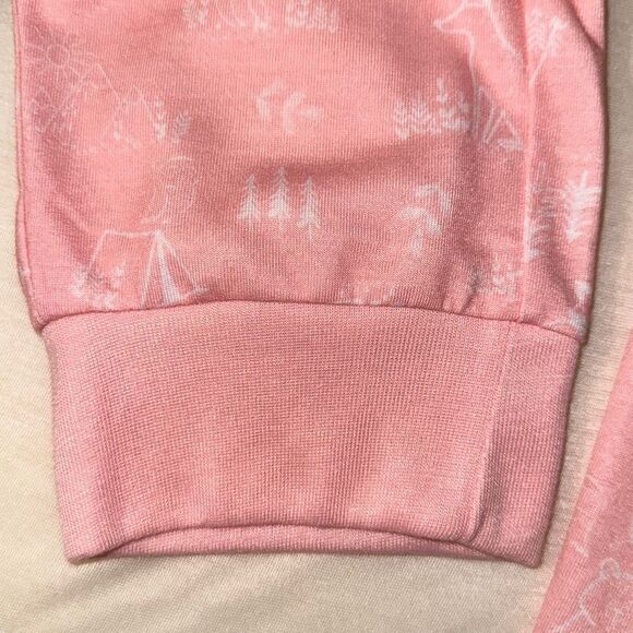 Eddie Bauer 14/16 L Kids Forest Animals Pink White Pajama Jogger Pants Bottom - Picture 5 of 8